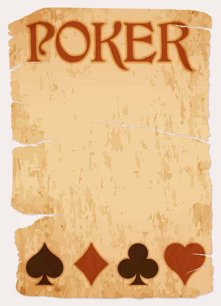 Poker Vintage Kaart Met Poker Elementen Vector Illustratie — Stockvector