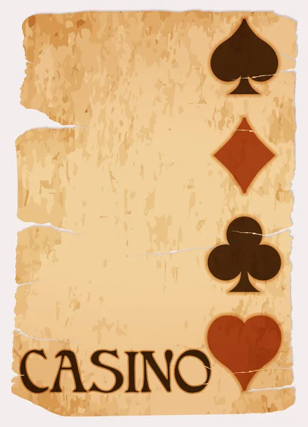 Casino Cartão Vintage Ilustração Vetorial —  Vetores de Stock