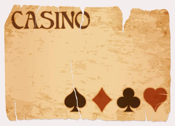 赌场邀请复古横幅与扑克元素 矢量插图 — 图库矢量图片
