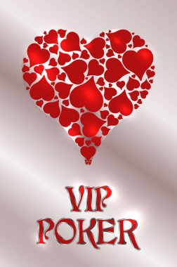 Vip hearts poker kartı, vektör illüstrasyon