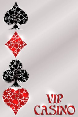 Poker elemanları ile Vip Casino banner, vektör illüstrasyon