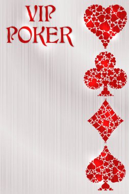 Vip poker kırmızı davetiye afiş, vektör illüstrasyon