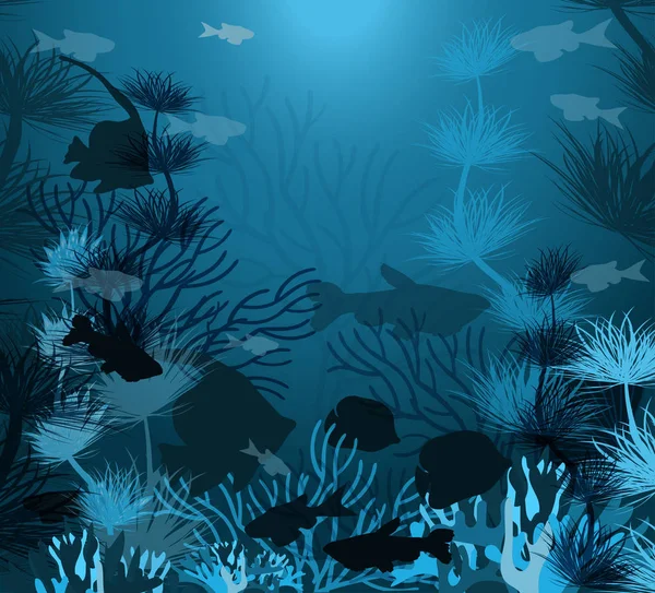 Underwater Background Tropical Fish Vector Illustration — Stock Vector