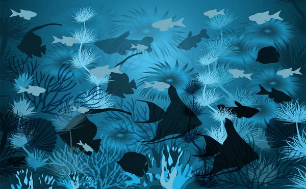 Подводные Обои Тропическими Рыбами Векторная Иллюстрация — стоковый вектор