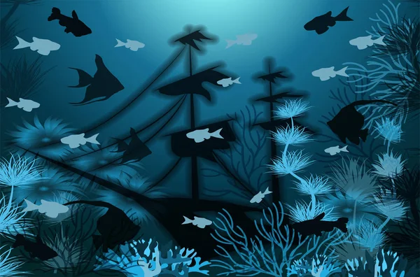 Underwater Tropisk Bakgrund Vektorillustration — Stock vektor