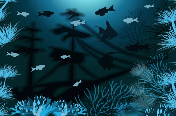 Underwater Tropiska Tapeter Vektorillustration — Stock vektor