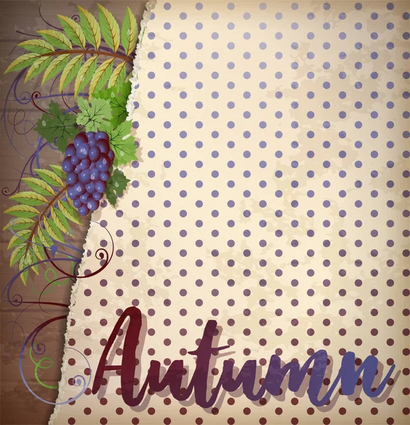 Herbst Einladung Hintergrund Mit Traube Vektorillustration — Stockvektor
