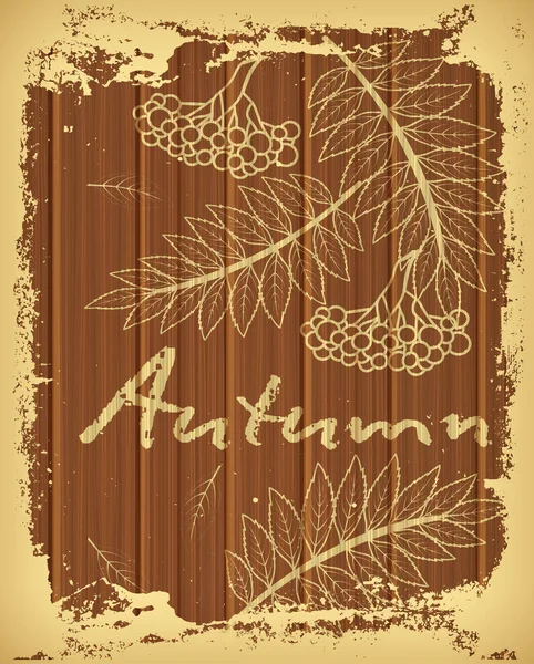 Autumn Background Rowan Drawn Chalk Vector Illustration — Stock Vector