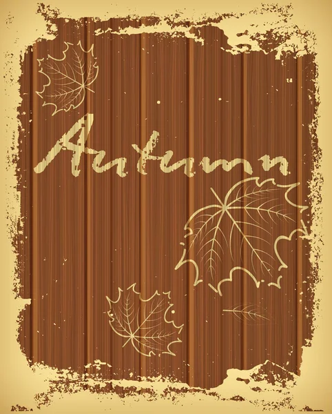 Autumn Background Maple Leaf Drawn Chalk Vector Illustration — Stock Vector