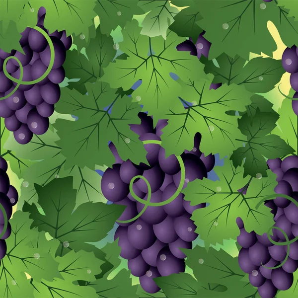 秋天无缝背景与葡萄浆果 矢量插图 — 图库矢量图片