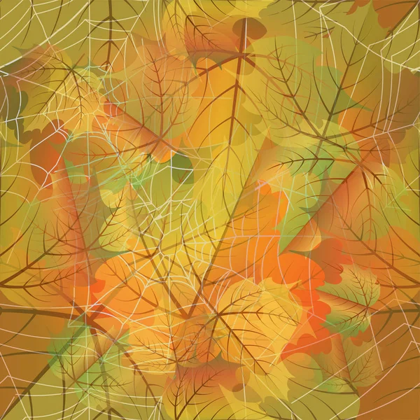 Herbst Nahtlose Karte Mit Spinnennetz Vektorillustration — Stockvektor