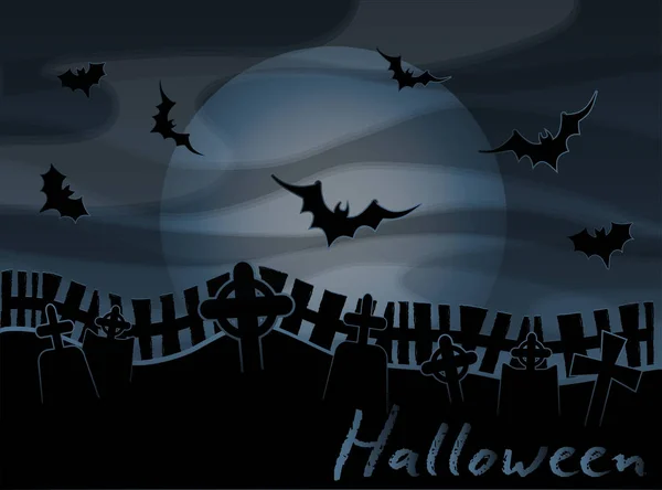 Fondo Pantalla Halloween Feliz Con Cementerio Bruja Ilustración Vectorial — Vector de stock