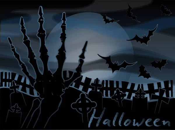 Felice Sfondo Halloween Con Cimitero Illustrazione Vettoriale — Vettoriale Stock