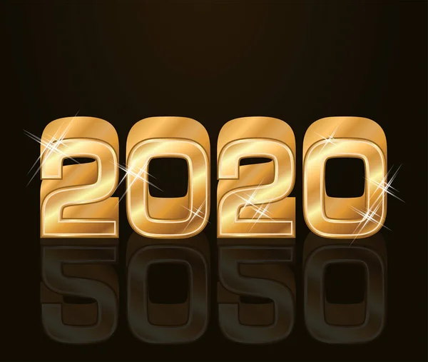 Gyllene Nya 2020 Bakgrund Vektor Illustration — Stock vektor