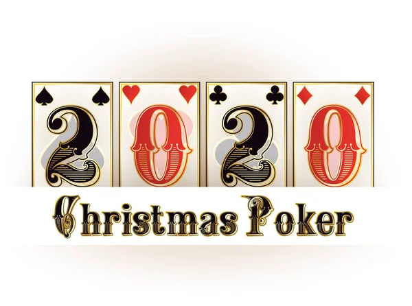 Kerst Casino Banner Nieuwe 2020 Jaar Vector Illustratie — Stockvector