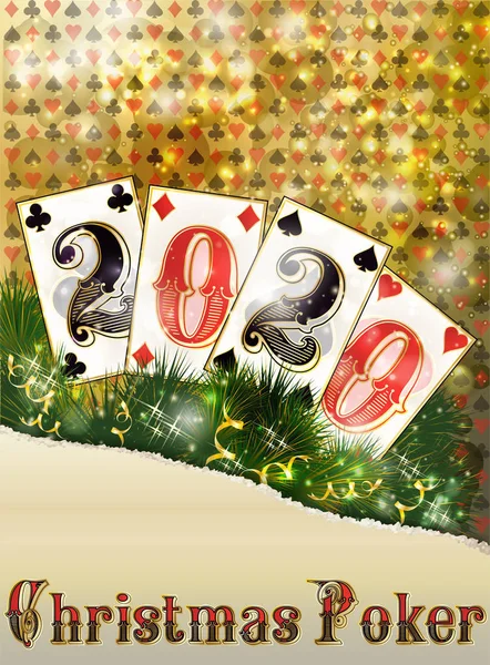 Χριστουγεννιάτικο Καζίνο Φόντο Πόκερ Νέο 2020 Έτος Απεικόνιση Διάνυσμα — Διανυσματικό Αρχείο