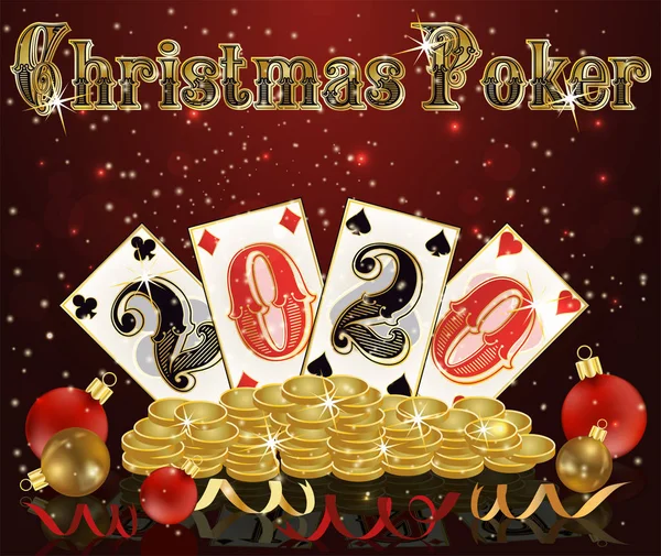 Carta Parati Christmas Poker Anno Nuovo 2020 Illustrazione Vettoriale — Vettoriale Stock
