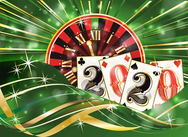 Casino New 2020 Year Greeting Card Vector Illustration — Stock Vector
