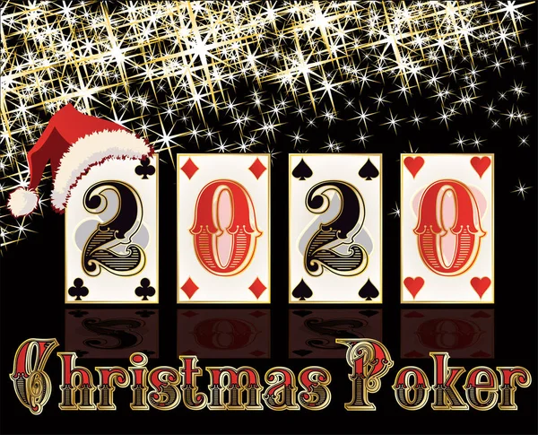 Tarjeta Felicitación Christmas Poker Año Nuevo 2020 Ilustración Vectorial — Vector de stock