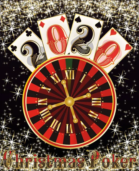 Navidad Casino Nuevo 2020 Año Tarjeta Felicitación Vector Ilustración — Archivo Imágenes Vectoriales