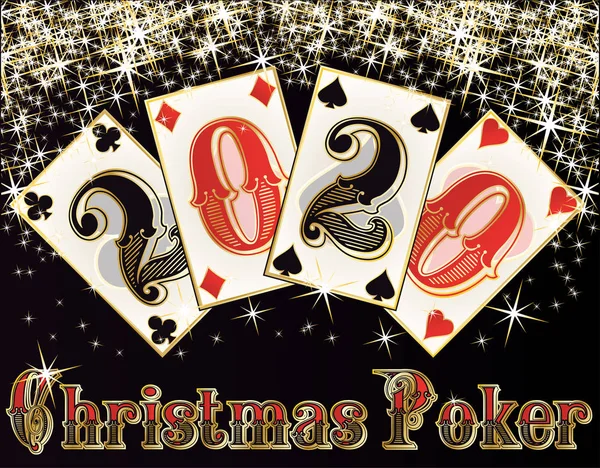 Kerstmis Poker Achtergrond Nieuwe 2020 Jaar Vector Illustratie — Stockvector