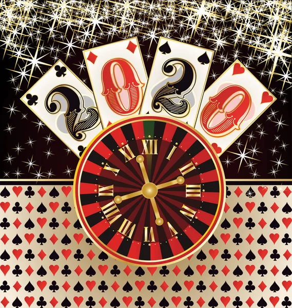 Christmas Poker Casino Background New 2020 Year Vector Illustration — Stock Vector