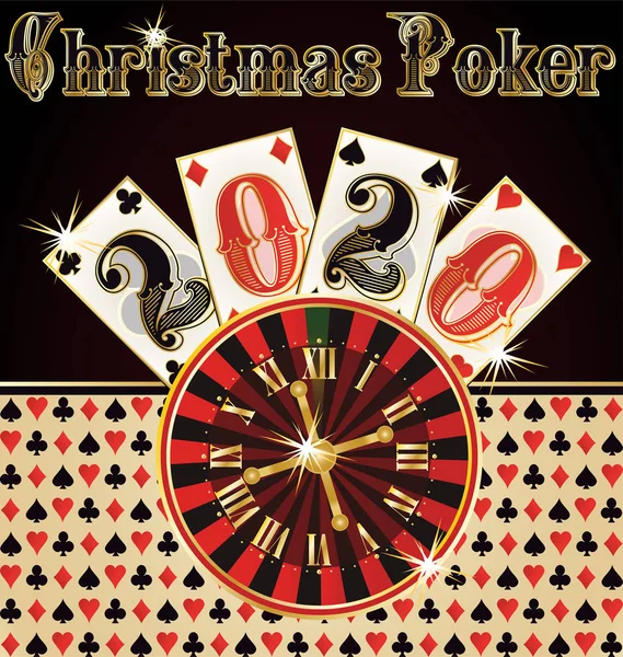 Christmas Poker Tapety Kasyno Nowy 2020 Rok Ilustracja Wektorowa — Wektor stockowy