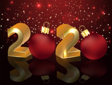 New 2020 golden year, greeting background, vector illustration