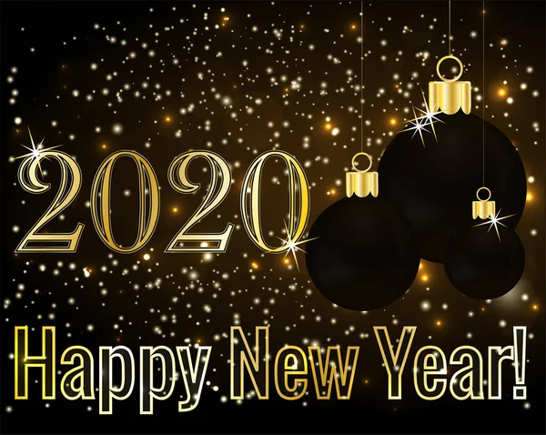 Happy New 2020 Year Black Wallpaper Vector Illustration — Stock Vector