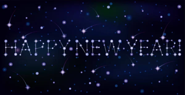 Feliz Ano Novo Estrelas Constelação Banner Ilustração Vetorial — Vetor de Stock