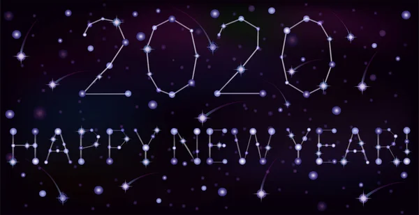 Happy New 2020 Year Stars Constellation Banner Vektorová Ilustrace — Stockový vektor