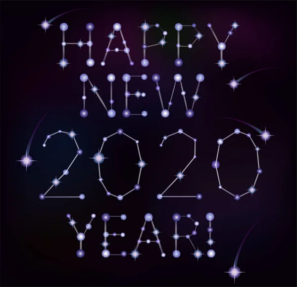 Feliz Ano Novo 2020 Estrelas Placa Constelação Ilustração Vetorial — Vetor de Stock