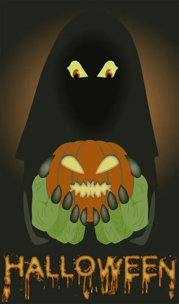 Счастливого Хэллоуина Обои Тыква Ведьма Векторная Иллюстрация — стоковый вектор