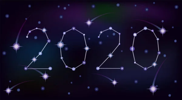 Feliz Año Nuevo 2020 Constelación Fondo Vector Ilustración — Vector de stock