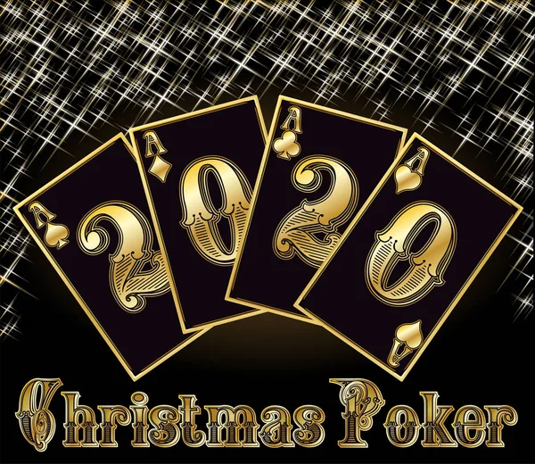 Weihnachten Poker Neue 2020 Jahr Hintergrund Vektorillustration — Stockvektor