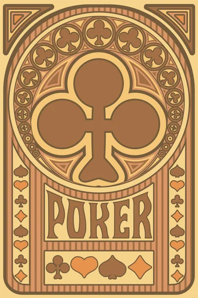 Vintage Club Poker Jugando Cartas Art Nouveau Vector Ilustración — Archivo Imágenes Vectoriales