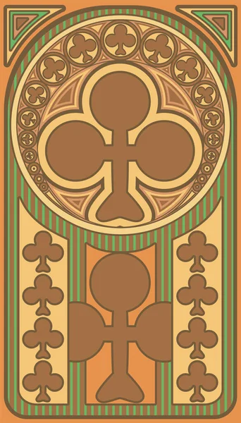 Club Poker Playing Art Nouveau Cards Vector Illustration — 스톡 벡터