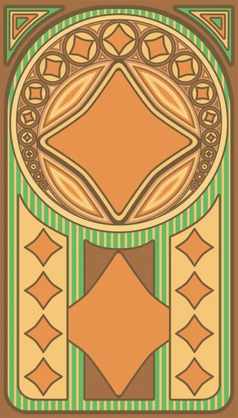 Diamond Poker Jugando Cartas Art Nouveau Ilustración Vectorial — Vector de stock