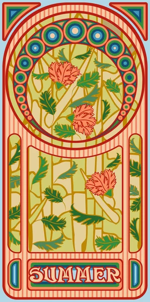 Summer Wallpaper Art Nouveau Style Vector Illustration — Stock Vector