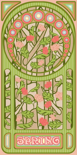 Fondo Pantalla Primavera Estilo Art Nouveau Ilustración Vectorial — Archivo Imágenes Vectoriales