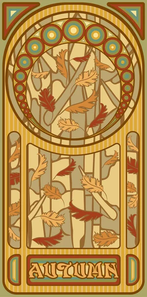 Herfst Behang Art Nouveau Stijl Vector Illustratie — Stockvector
