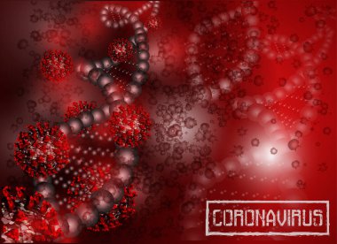 Coronavirus Covid-19 ve DNA kan duvar kağıdı. vektör illüstrasyonu
