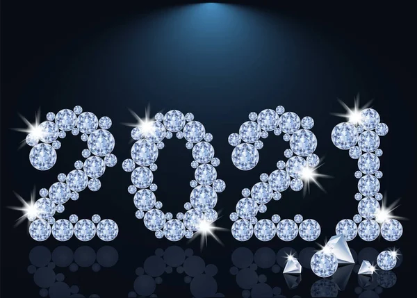 Diamond New 2021 Year Invitation Card Vector Illustration — Stock Vector