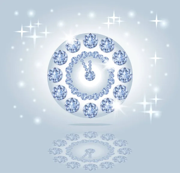 Luxury Diamond Clock Greeting Card Vector Illustration — Stock Vector