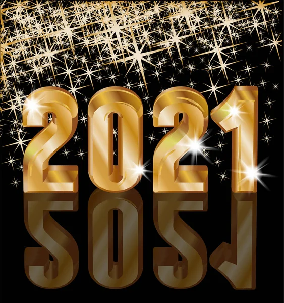 Happy New 2021 Jaar Gouden Cadeaubon Vectorillustratie — Stockvector