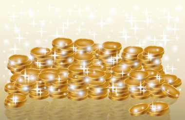 Altın sikkeler nakit para, vektör illüstrasyonu