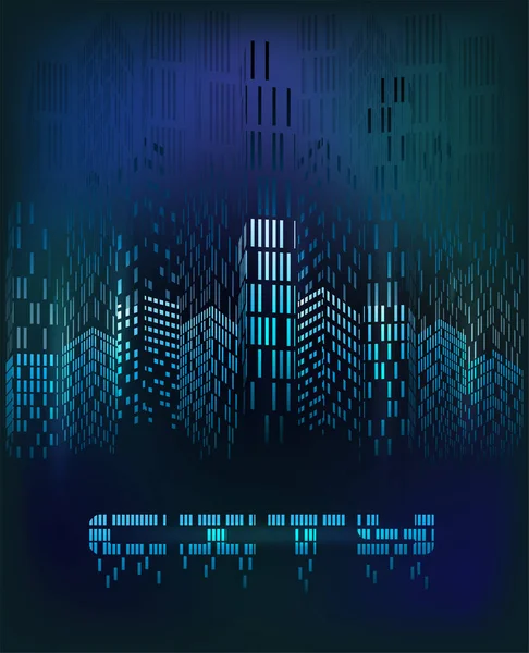 Abstract Futuristic Digital City Background Vector Illustration — Stock Vector