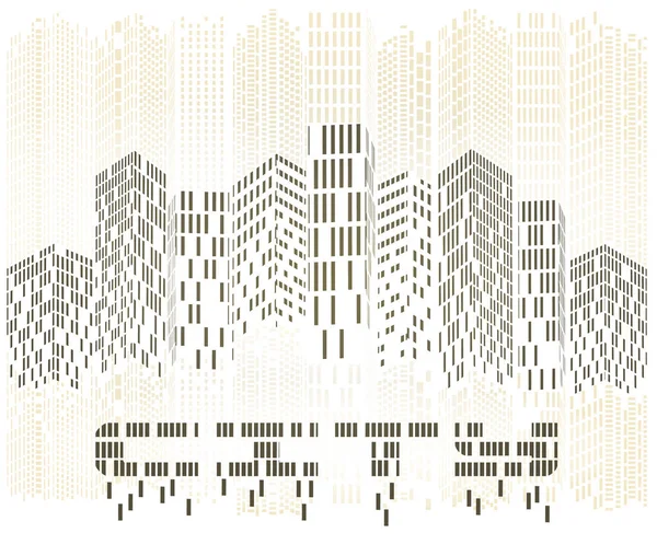 Abstract Cidade Digital Com Edifícios Corporativos Futuristas Cartão Ilustração Vetorial — Vetor de Stock