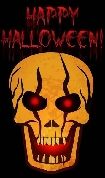 Happy Halloween Kaart Met Horror Schedel Vector Illustratie — Stockvector