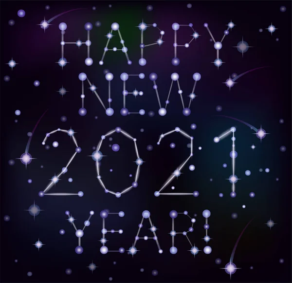 Feliz Año Nuevo 2021 Fondo Pantalla Cielo Nocturno Con Estrellas — Vector de stock